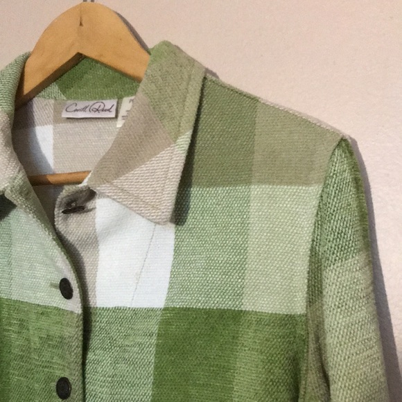 Carroll Reed Plaid Shacket Green and White Size 10P - Picture 3 of 5